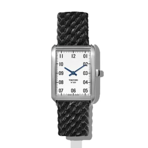 Tom Ford No.001 Watch White Face Black Leather Strap Stainless Steel New Gift - Picture 8 of 8